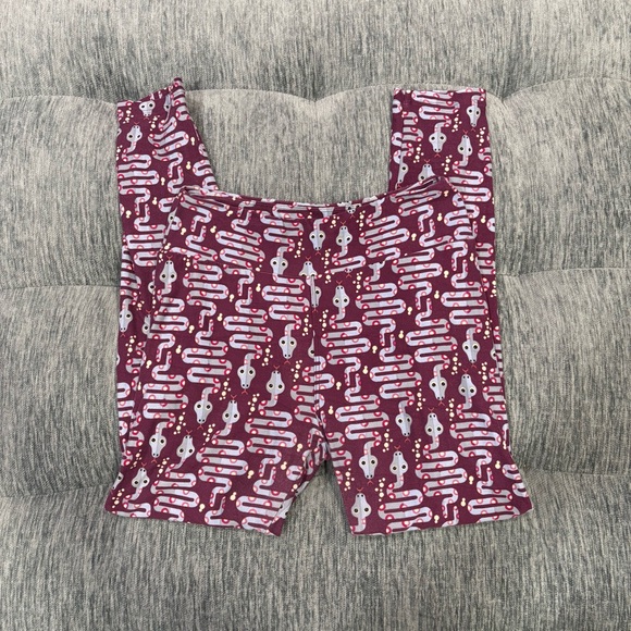LuLaRoe Burgundy and Blue Snake Print Leggings - Picture 2 of 3
